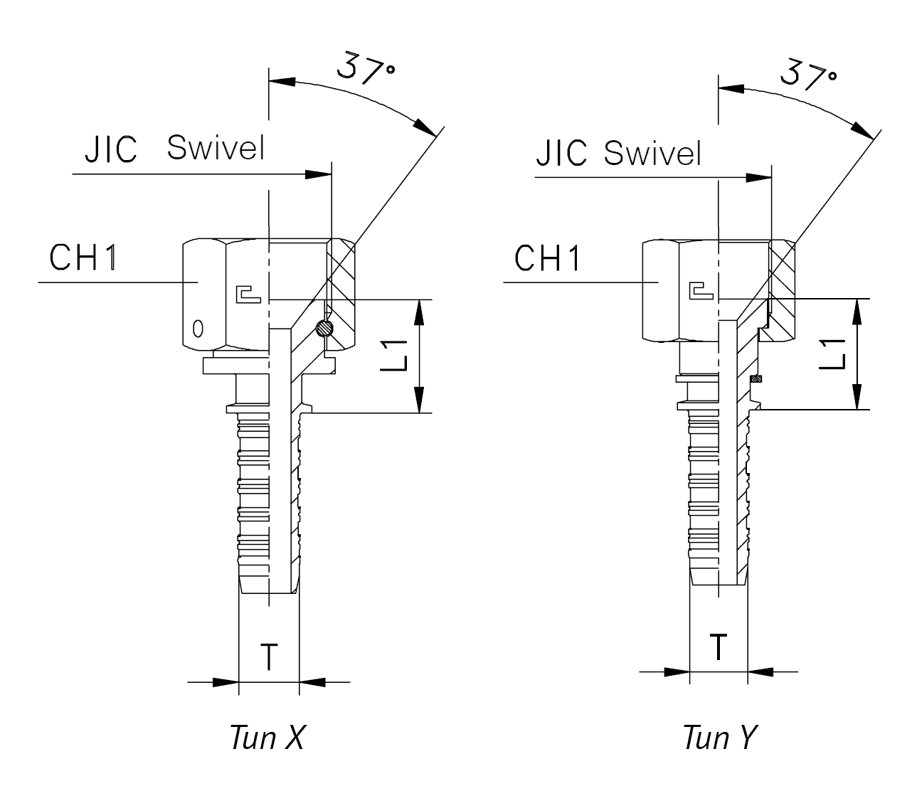 Фитинг JIC, накидная гайка (внутренняя резьба), прямой