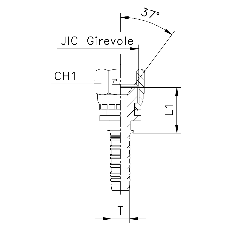 Фитинг JIC, обжатая гайка (внутренняя резьба), прямой